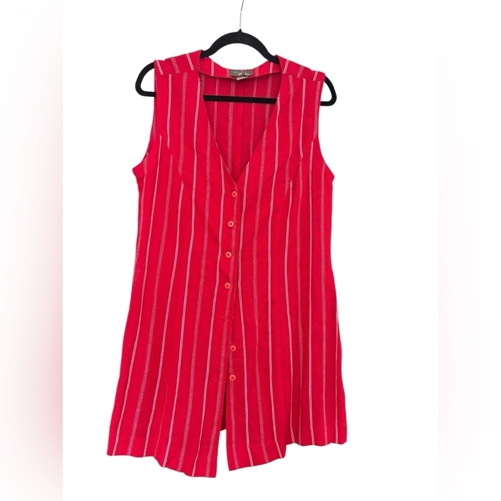 New York Style Red White Stripe Tank Vest and Matching Wide Leg Pants Set Size S - Picture 2 of 7